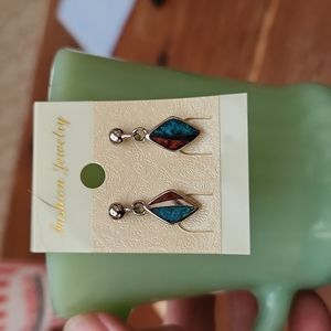Turquoise and coral earrings